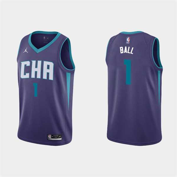 Men%27s Charlotte Hornets #1 LaMelo Ball 2022-23 Purple Stitched Basketball Jersey Dzhi->charlotte hornets->NBA Jersey